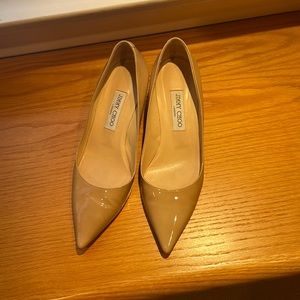 Jimmy Choo kitten heel nude pointed toe shoes.